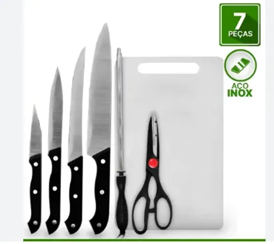 Kit de Churrasco 7 Peças 123 Ultil Aço Inox