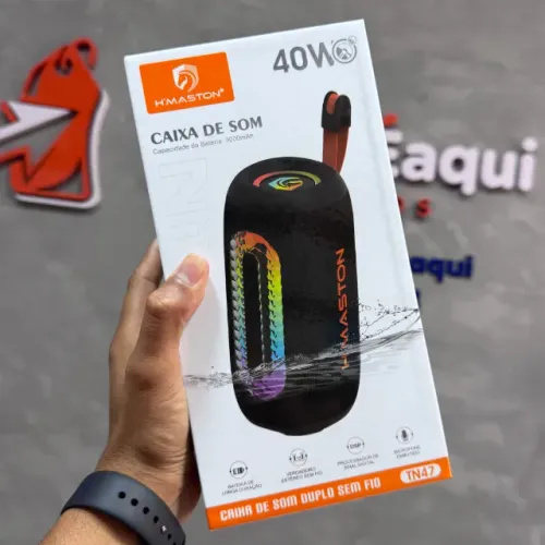 Caixa de Som Bluetooth H'Maston TN47 40W - Potente, Resistente e com Iluminação RGB