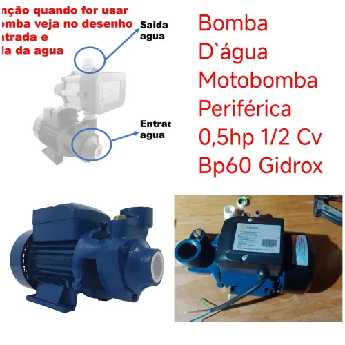Bomba D`água Motobomba Periférica 0,5hp 1/2 Cv Bp60 Gidrox
