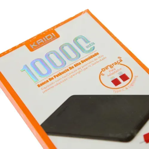 Power Bank Bateria Externa 10.000mah Kaidi Kd-951 Universal Cor Preto