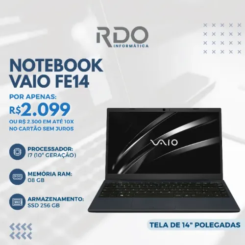 Notebook Vaio FE14 i7 10ª Gen 8GB 256GB SSD - Desempenho e ótimo custo-benefício