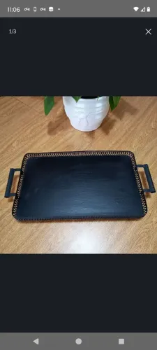 Antiga Bandeja de metal na cor preta