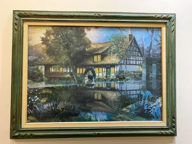 Quadro Quebra-Cabeças Montado 1000 peças Moinho D'Água (com Moldura e Vidro)