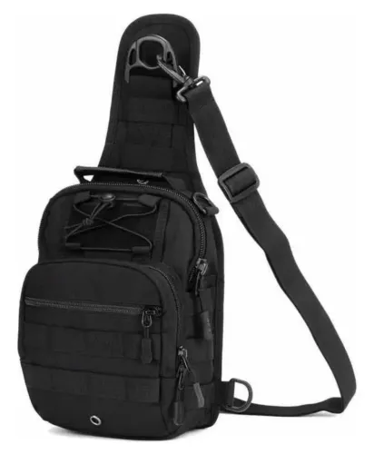 Mochila de Ombro Tática Militar Preta Impermeável Preta
