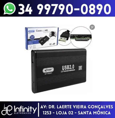 Case para HD/SSD Sata 2.5" Externo Usb 2.0 