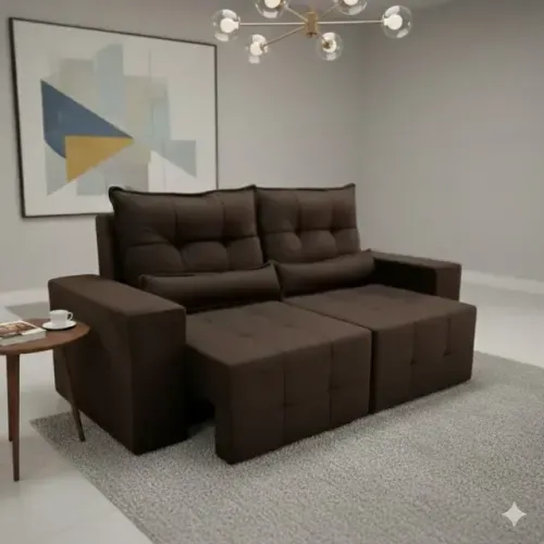 sofá novo na cor marrom retrátil e reclinável ( pagamento somente no ato da entrega )