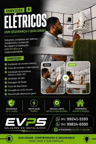 Eletricista Residencial | Instalação de Chuveiro, Tomadas, Luminárias e Reparos.