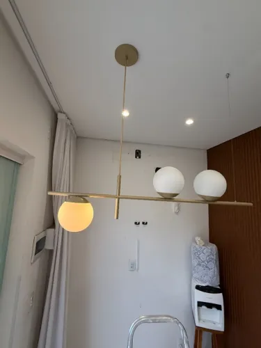 Lustre Pendente Dourado 3 Globos Vidro - Moderno