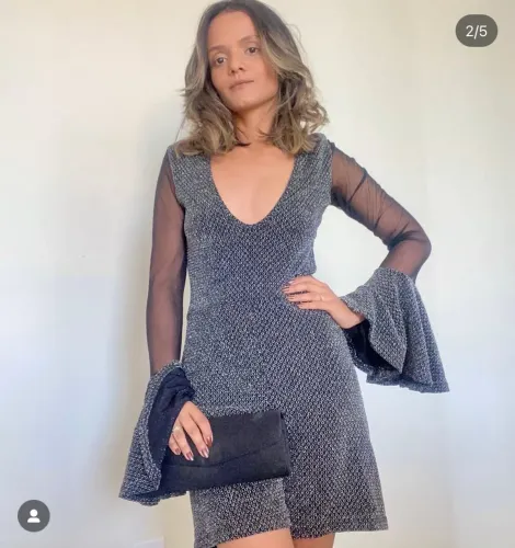  Macacão Bardôh em lurex e tule