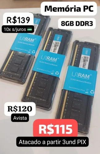 MEMORIA DDR3 8G PRA PC LACRADA GARANTIA NOTA FISCAL