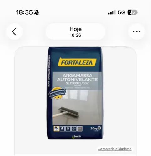 Argamassa Autonivelante Fortaleza SL C300 20kg - Nova - R$ 50