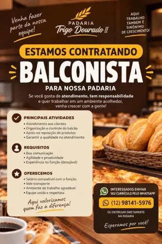 OPORTUNIDADE DE EMPREGO!