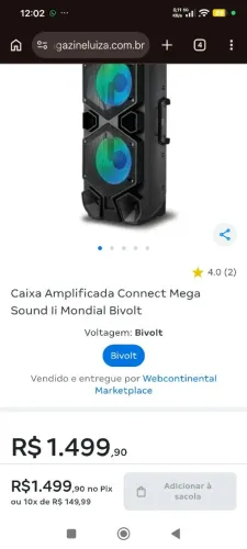 Caixa Amplificada Connect Mega Sound Ii Mondial Bivolt