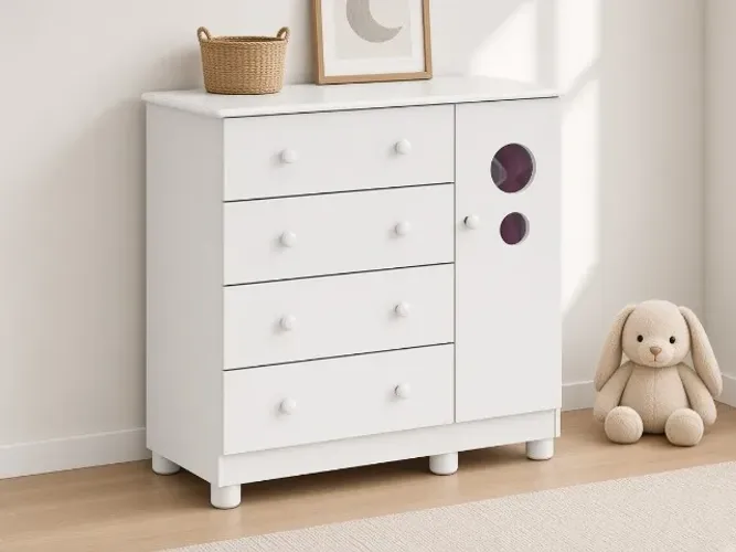 Cômoda Infantil Uli Bolinha 95cm (NOVO A PRONTA ENTREGA)