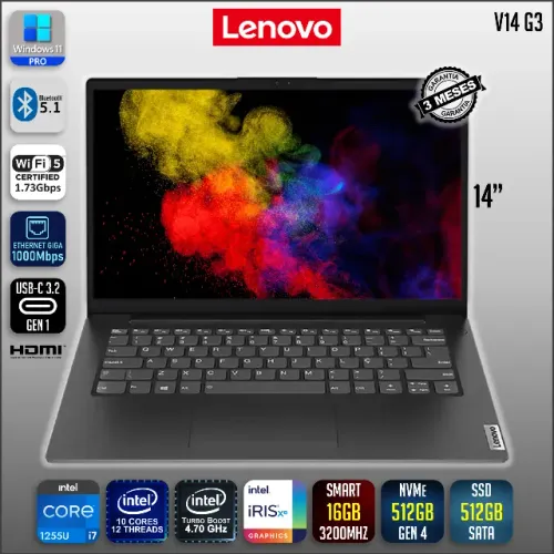 Notebook Lenovo V14 G3 | Core i7 1255U | 16GB DDR4 | SSD 1TB | FHD