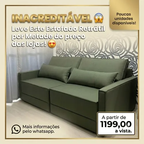 Sofá retrátil no veludo Luxor direto da fábrica.