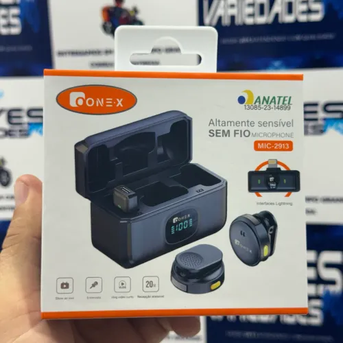 Kit microfone lapela sem fio duplo para iPhone Lightning