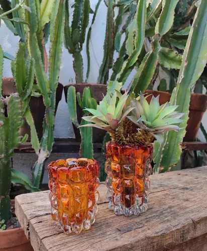 Par de vazos em cristal tipo murano