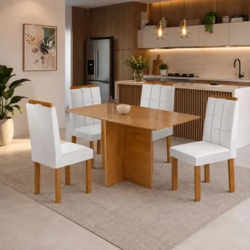 Conjunto Mesa Salinas Cel Móveis 120cm com 04 Cadeiras - Entrega Imediata;