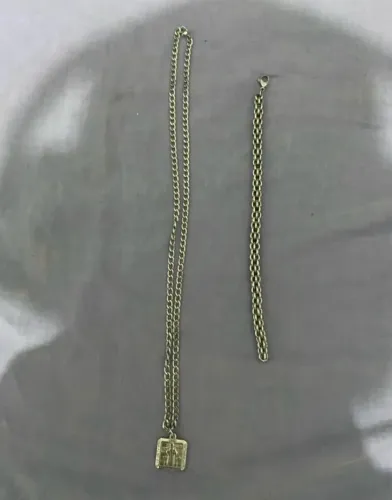 Corrente de aço com pingente de São Bento de aço com pulseira de aço