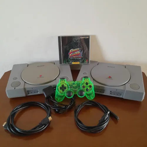 Lote de Games - 2 Playstation 1 Fat (Um Com Raspberry) + Jogo Original Duplo Play 1 Ps1
