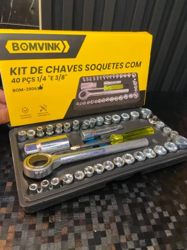 Kit de Chaves Soquetes com 40 Peças 1/4 " e 3/8" BOM-3906
