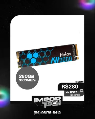 SSD M.2 NVMe 250GB PCle 3.0 3100MB/s. @importech_084