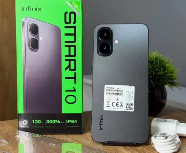 Infinix Smart 10 - Espaçoso - Preto - 128Gb/4Ram - Entrega Grátis