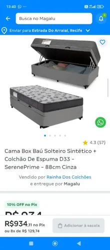 Cama box solteiro com baú e cama auxiliar. Ainda na embalagem. Nunca usada