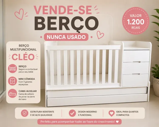 Vende-se berço nunca usado