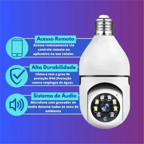 Câmera de Bocal Fácil configuração com App no celular