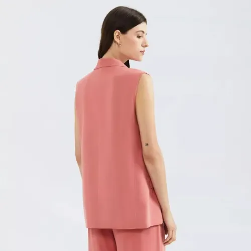Colete Feminino Em Alfaiataria Com Lapelas Rosa Coral - Hering