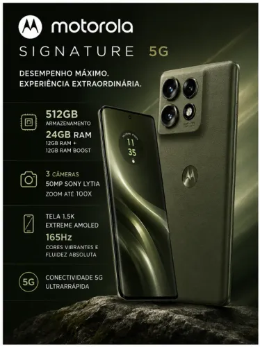 [LACRADO] Motorola Signature 5G - Verde Oliva | 512GB | 24GB RAM (12GB + 12GB RAM Boost)