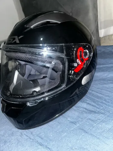 Capacete preto asx helmete nbr 7571