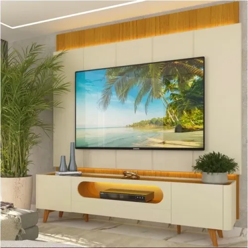 Painel até 85? Naturale + Rack Design Moderno com LED tt76