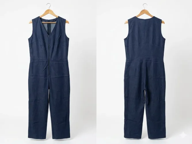 Macacão Feminino Azul Marinho - Tecido Macio e Confortável - Estilo Casual