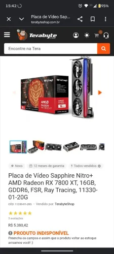 Placa de Vídeo Sapphire Nitro+ AMD Radeon RX 7800 XT 16GB