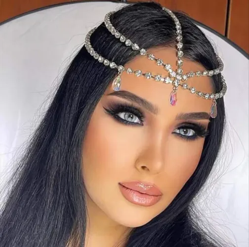 Tiara de Cabeça com Corrente de Cristal Multicamadas em Gota d'Água para Carnaval