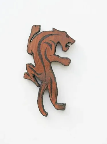 Escultura Tigre / Pantera ? Pirografia em Madeira Maciça ? Peça Única