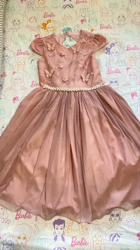 Vestido infantil de festa - Tam. 8, Cor rosê