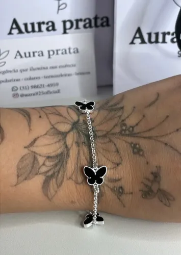 Pulseira borboleta Prata 925 legítima 