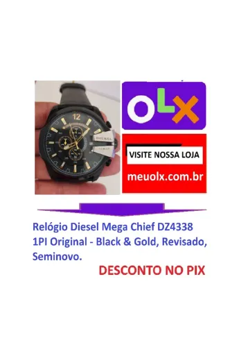 Relógio Diesel Mega Chief DZ4338/1PI Original - Black & Gold, Revisado, Seminovo.