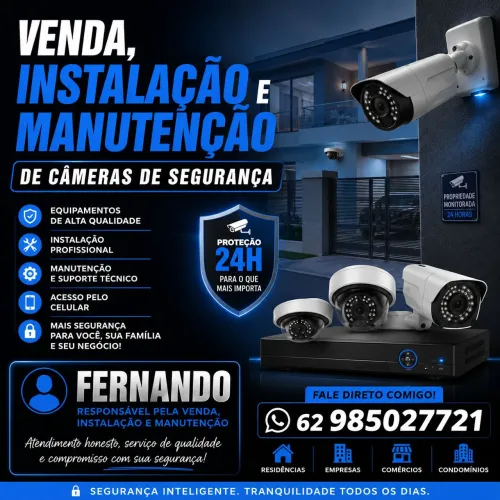 Câmeras de segurança, instalação, manutenção e venda 