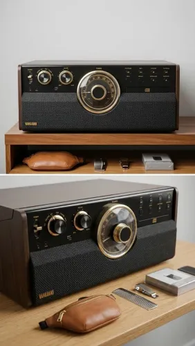 Vitrola Som Retrô Raveo Vanguard Ebony - Vinil, Bluetooth, CD, K7, USB e FM