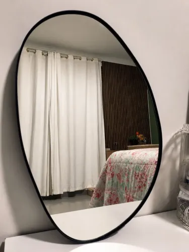 Espelho grande 60x40 com suporte para instalação preto 