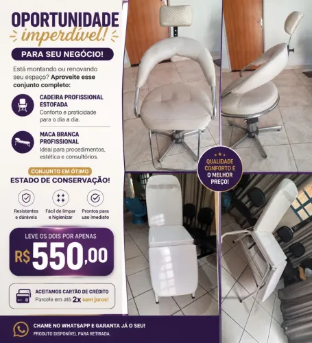 Oportunidade: Kit Maca Branca + Cadeira Profissional Por Apenas R$ 550