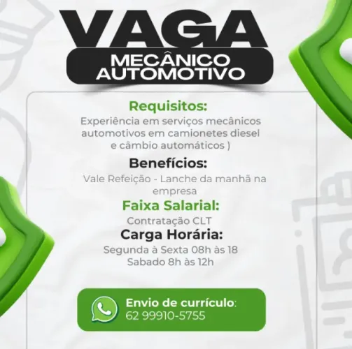 Mecânico Camionete / Câmbio Automático Pq Amazona Goiânia - Inicio Imediato