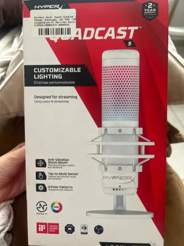 Microfone Hyperx condensador quadcast S - Branco 