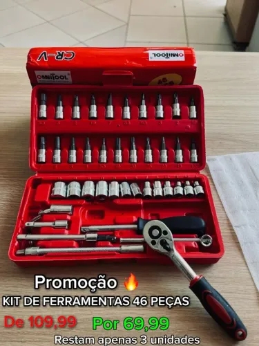 Kit Jogo 46 Peças Chaves Soquetes Catraca Bits 1/4 Ferramenta Profissional Multiuso