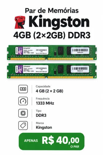 KIT MEMÓRIAS RAM DDR3 4GB (2X2) DESKTOP